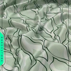 پارچه ساتن lx طرح برگ سبز روشن