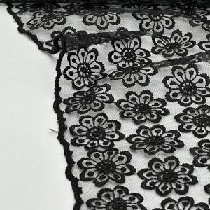 خرید پارچه تور مشکی طرح 4 خونه درشت