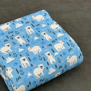 خرید پارچه مخمل کبریتی طرح خرس قطبی