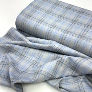 پارچه تترون نخی چهارخونه خط ریز طوسی