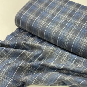 پارچه تترون نخی چهارخونه خط ریز سرمه ای