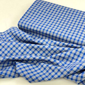 پارچه تترون نخی چهارخونه ریز کاربنی طوسی