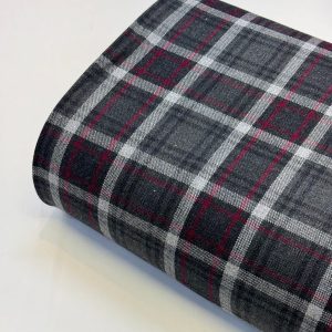 خرید پارچه کشمیر طرحدار خاکستری خط سفید صورتی