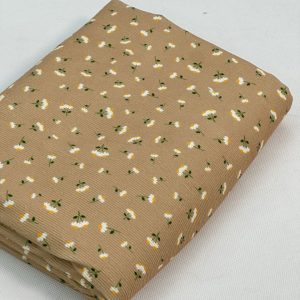 پارچه کبریتی ریز کرم طرح گل بابونه