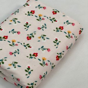 پارچه کبریتی ریز سفید طرح گل