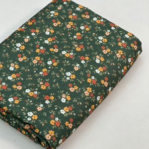 پارچه کبریتی ریز سبز طرح گل