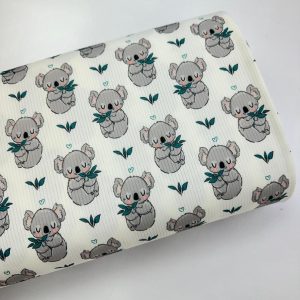 پارچه تریکو میله ای سفید طرح کوالا