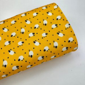 پارچه تریکو میله ای نارنجی طرح بره