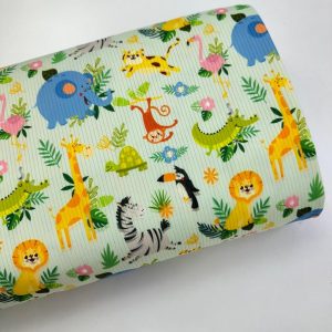 تریکو میله ای سبز روشن طرح باغ وحش