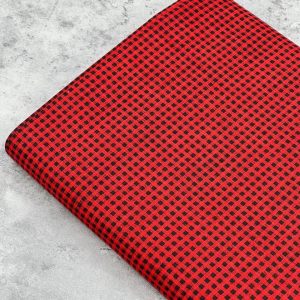 خرید پارچه کتان چهارخونه قرمز