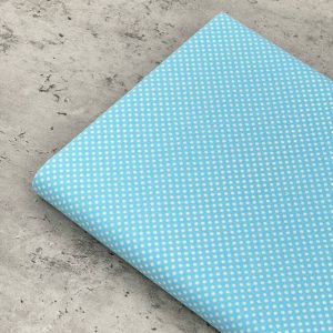 خرید پارچه کتان خالدار آبی روشن