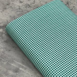 پارچه کتان چهارخونه سبزآبی