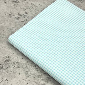 پارچه کتان چهارخونه آبی روشن