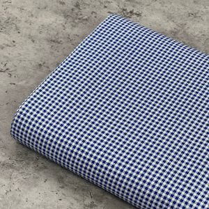 پارچه کتان چهارخونه آبی