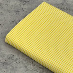 پارچه کتان چهارخونه زرد سفید