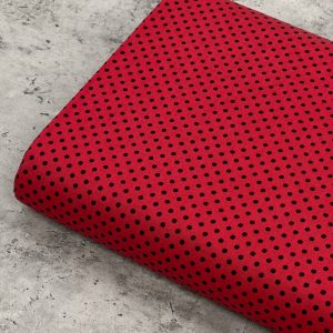 پارچه کتان خالدار قرمز مشکی