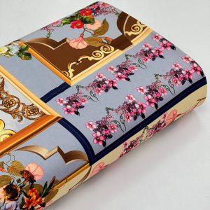 خرید پارچه کرپ چهارخونه طرح گل