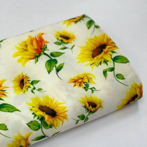 پارچه کرپ طرح گل آفتابگردان