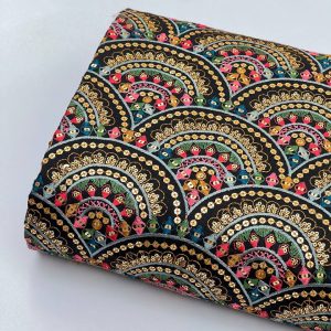 پارچه لینن سوزندوزی طرح موج طوسی