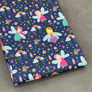 خرید پارچه تریکو میله ای سرمه ای طرح فرشته