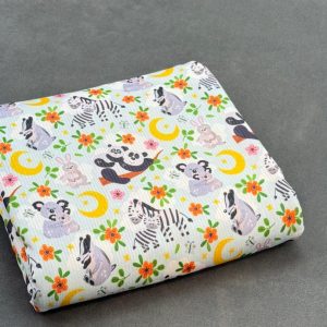 پارچه تریکو میله ای آدامسی طرح حیوانات