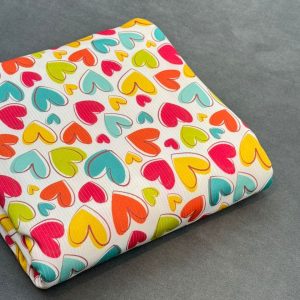 پارچه تریکو میله ای طرح قلب رنگی