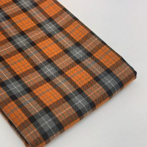 پارچه کشمیر طرحدار طوسی نارنجی خط سفید