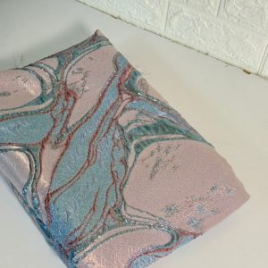 پارچه ژاکارد ایتالیایی آبی صورتی