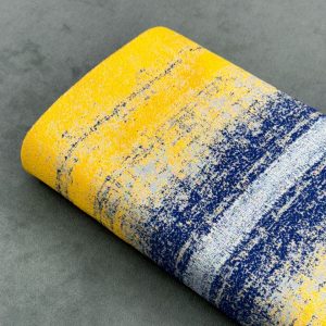 پارچه ژاکارد پتینه خطی سرمه ای زرد