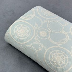 پارچه ژاکارد ترک طرح دایره آبی یخی