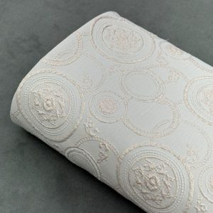 پارچه ژاکارد ترک طرح دایره سفید