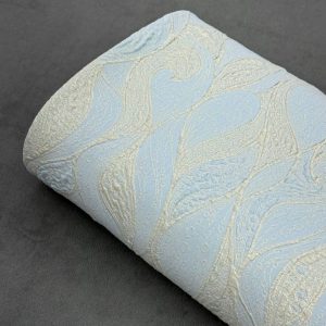 پارچه ژاکارد ترک طرح موج آبی طلایی