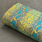 پارچه ژاکارد پوست ماری زرد آبی