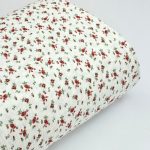 پارچه موسلین طرح گل قرمز