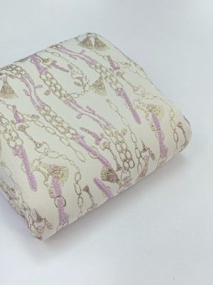پارچه ژاکارد هرمس یاسی طلایی