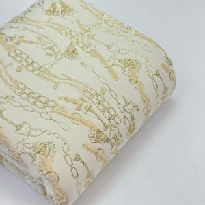 پارچه ژاکارد هرمس کرم طلایی