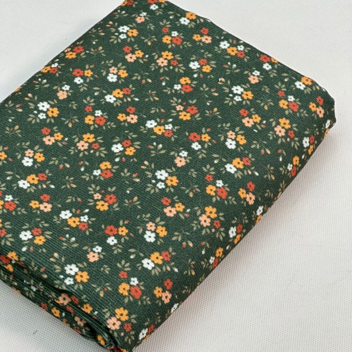 پارچه کبریتی ریز سبز طرح گل