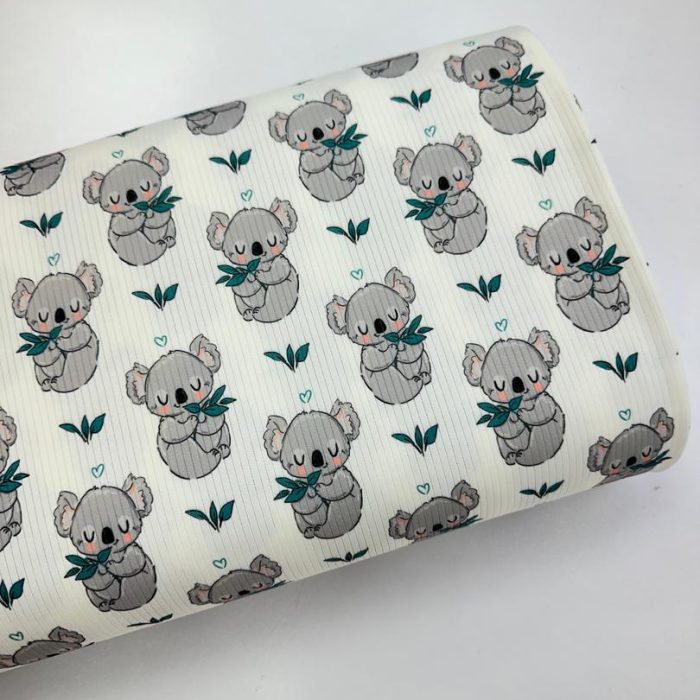 پارچه تریکو میله ای سفید طرح کوالا