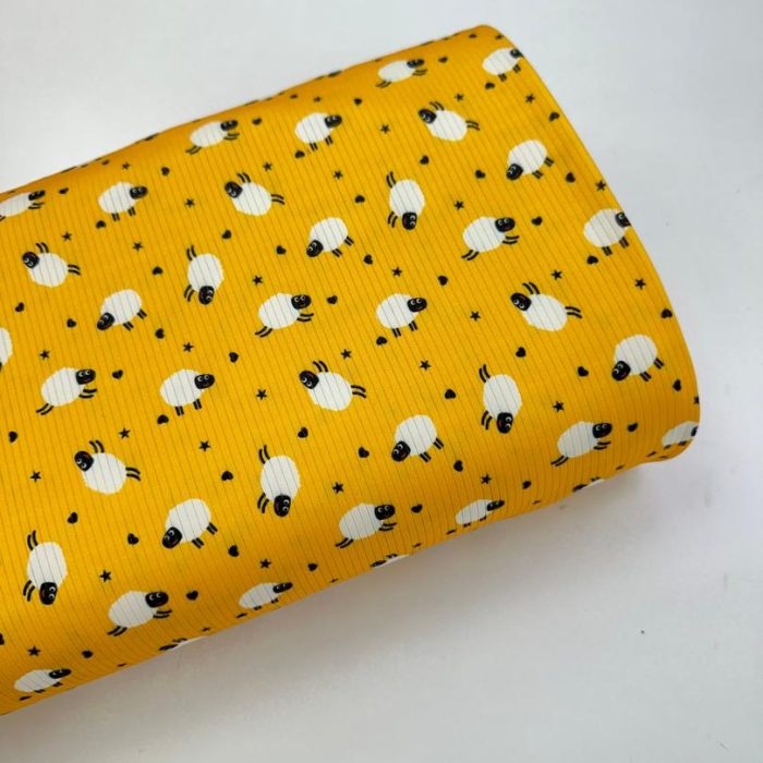 پارچه تریکو میله ای نارنجی طرح بره