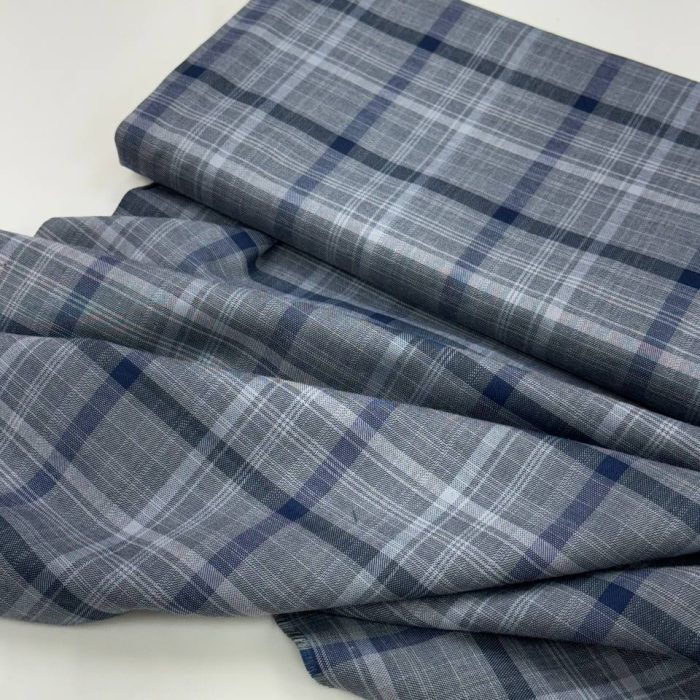 خرید پارچه تترون نخی چهارخونه طوسی