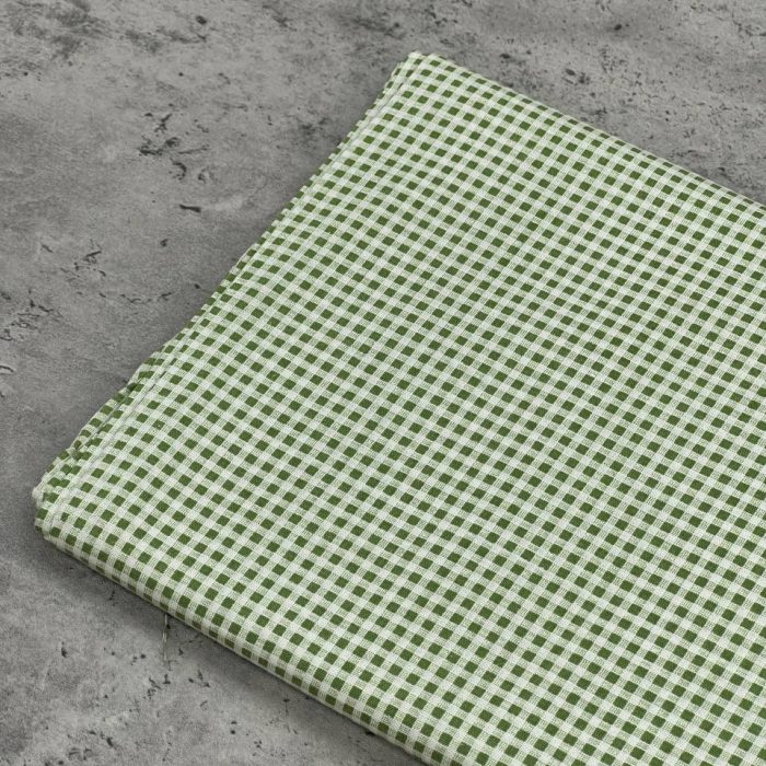 خرید پارچه کتان چهارخونه چهارخونه سبز