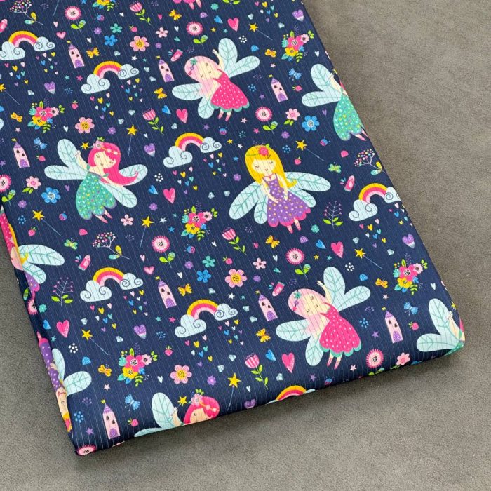 خرید پارچه تریکو میله ای سرمه ای طرح فرشته