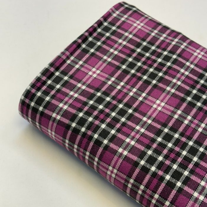 پارچه کشمیر طرحدار صورتی مشکی خط سفید