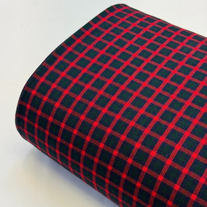 پارچه کشمیر طرحدار قرمز خط سرمه ای سبز